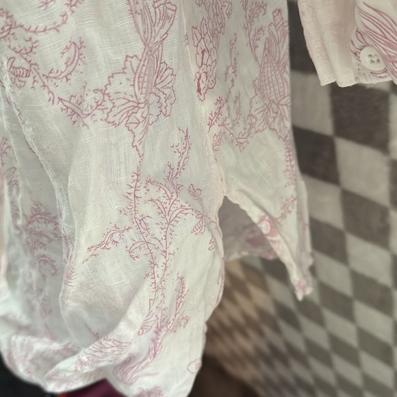 Malvin Linen Floral Long Sleeve V Neck Button up Blouse/ Top Size Large - Picture 12 of 15